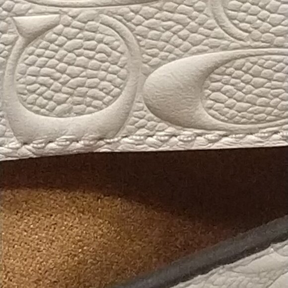 COACH Ava Chain Signature Leather Tote in Chalk, Debossed - Picture 7 of 16